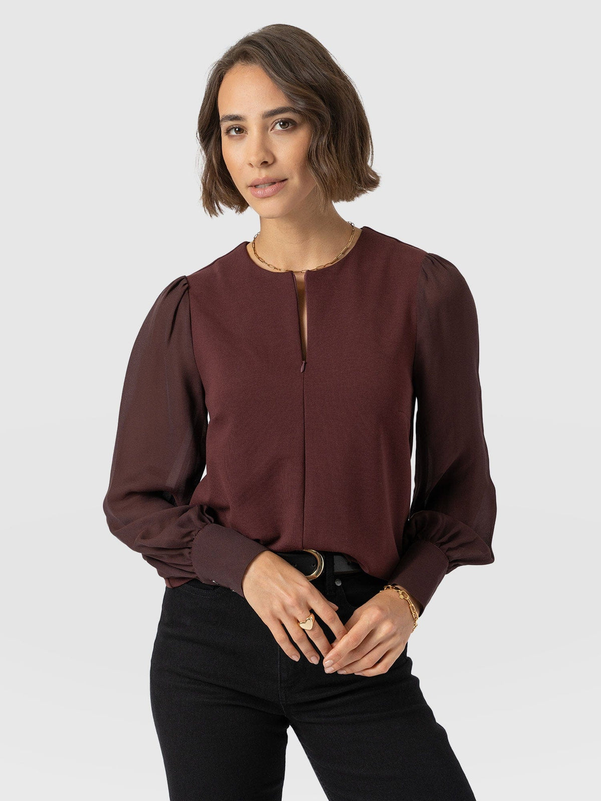 Esme Zip Up Top - Maroon