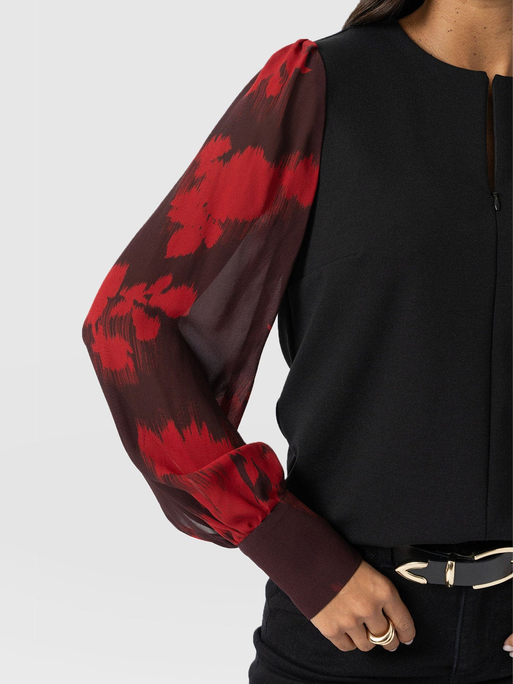 Esme Zip Up Top - Pink Fade Floral