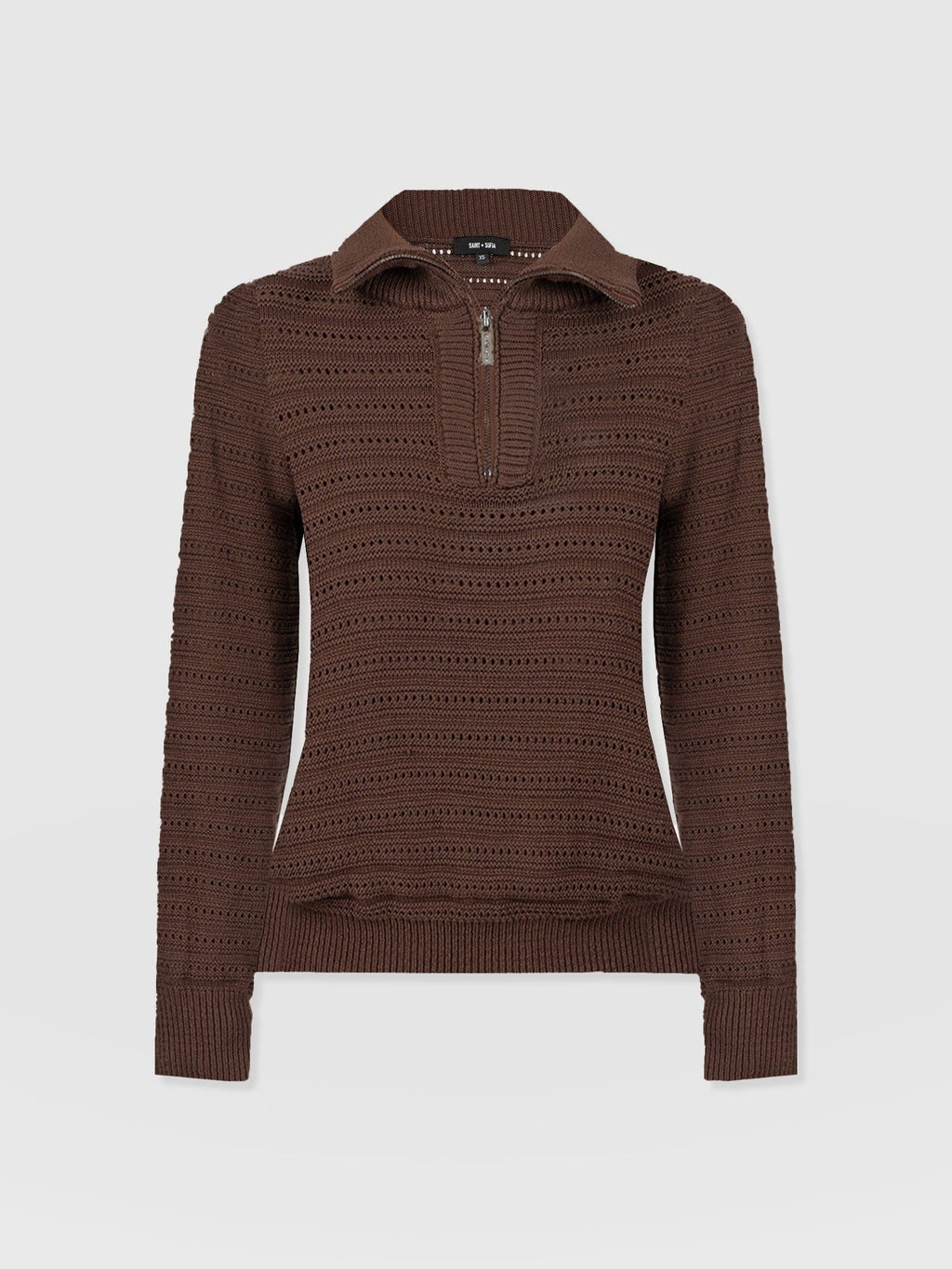 Ester Quarter Zip Knit - Chocolate