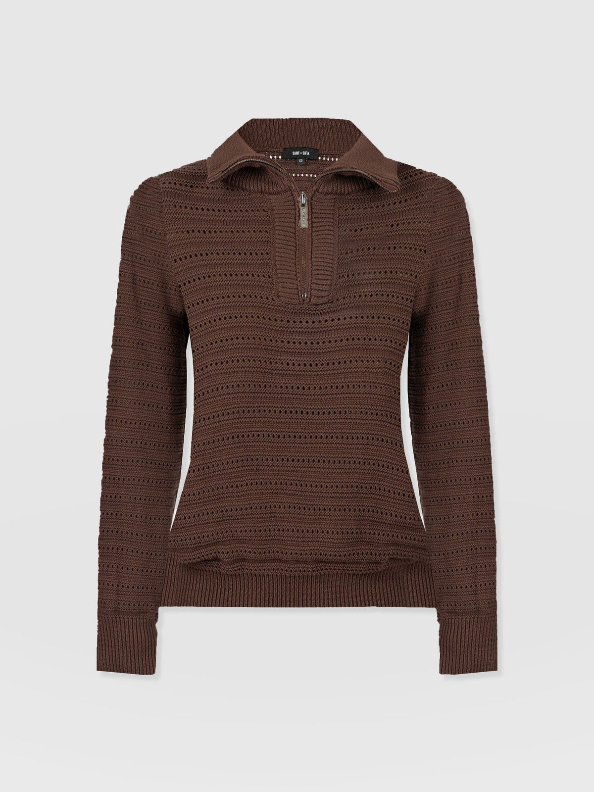 Ester Quarter Zip Knit - Chocolate
