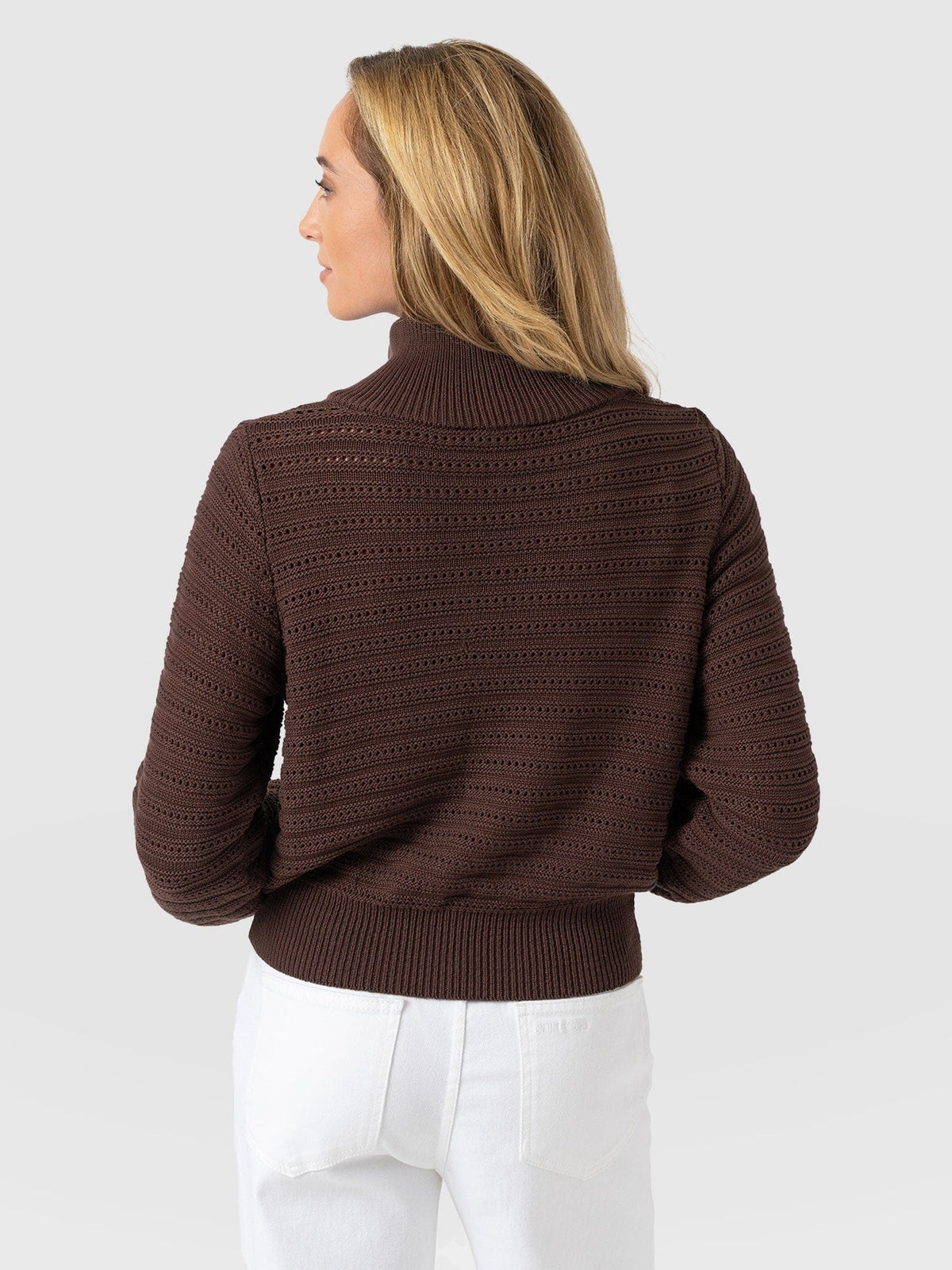 Ester Quarter Zip Knit - Chocolate