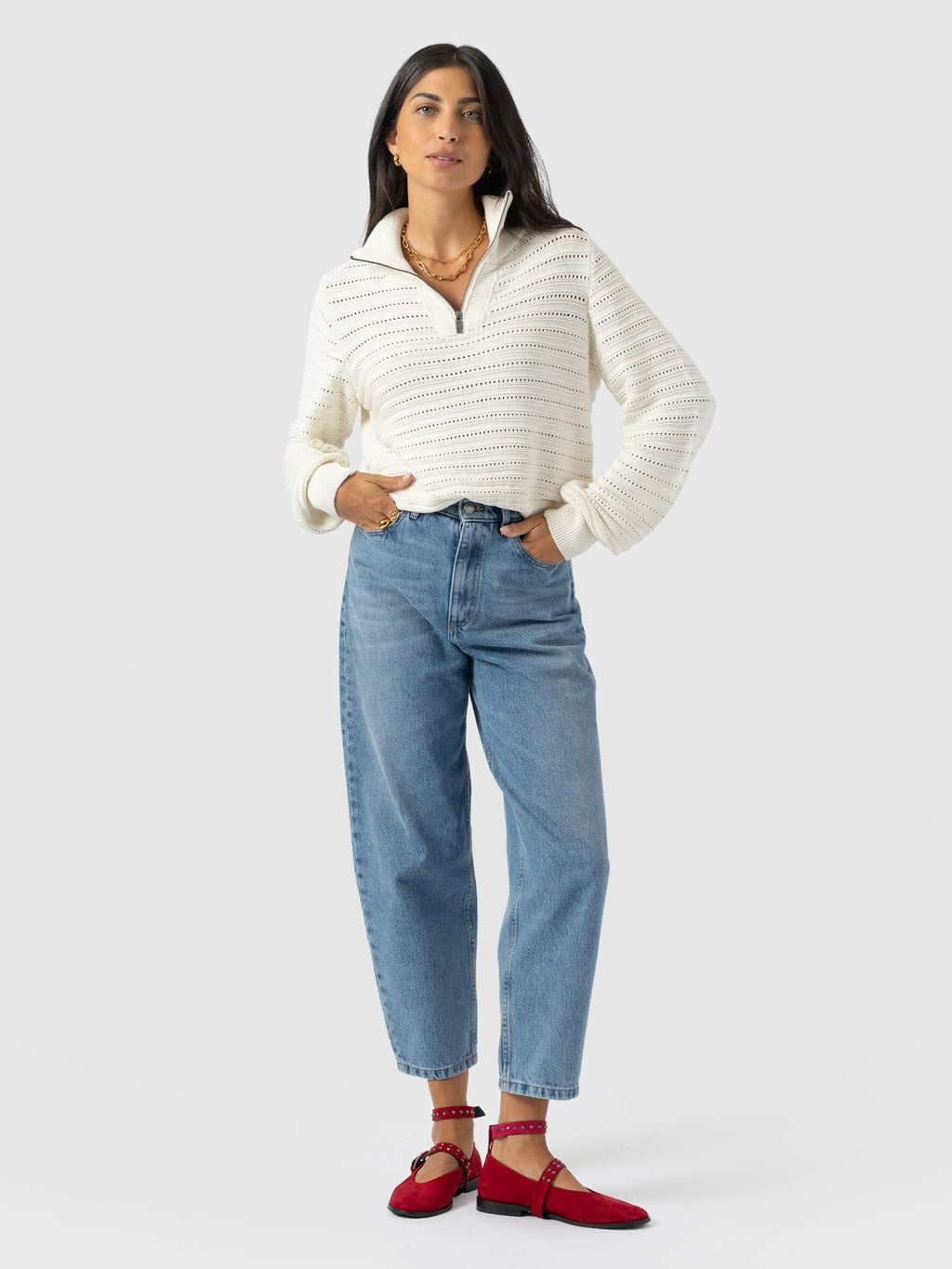 Ester Quarter Zip Knit - Cream