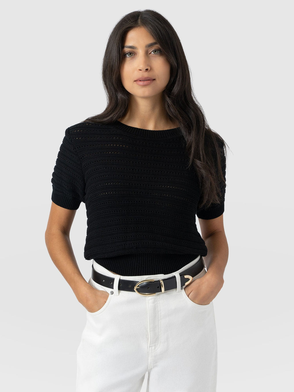Ester Short Sleeve Knit - Black