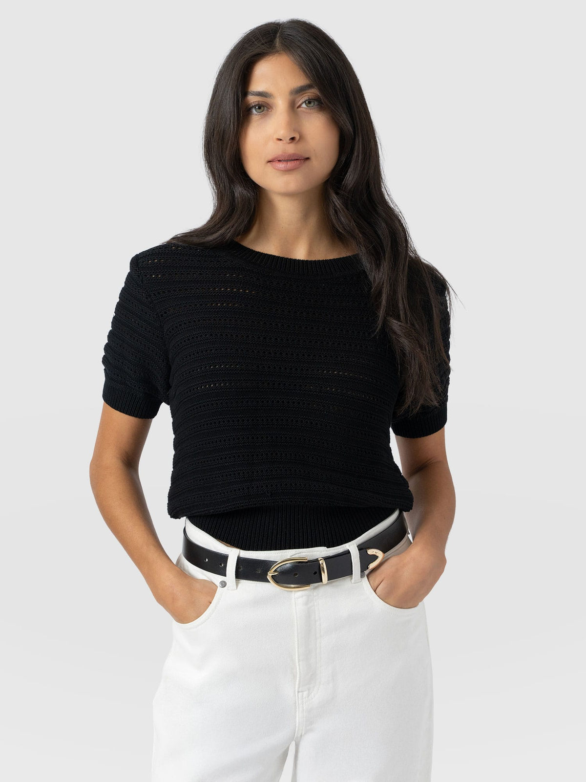 Ester Short Sleeve Knit - Black
