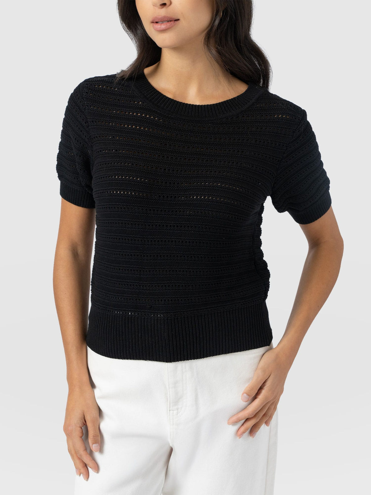 Ester Short Sleeve Knit - Black
