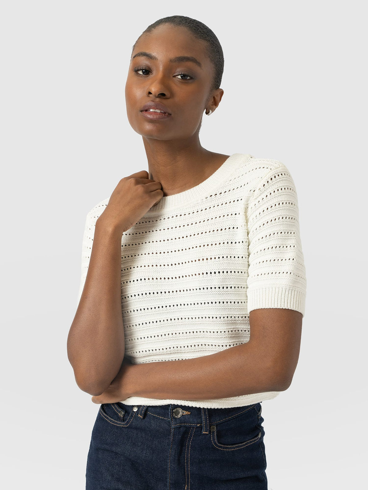 Ester Short Sleeve Knit - Cream