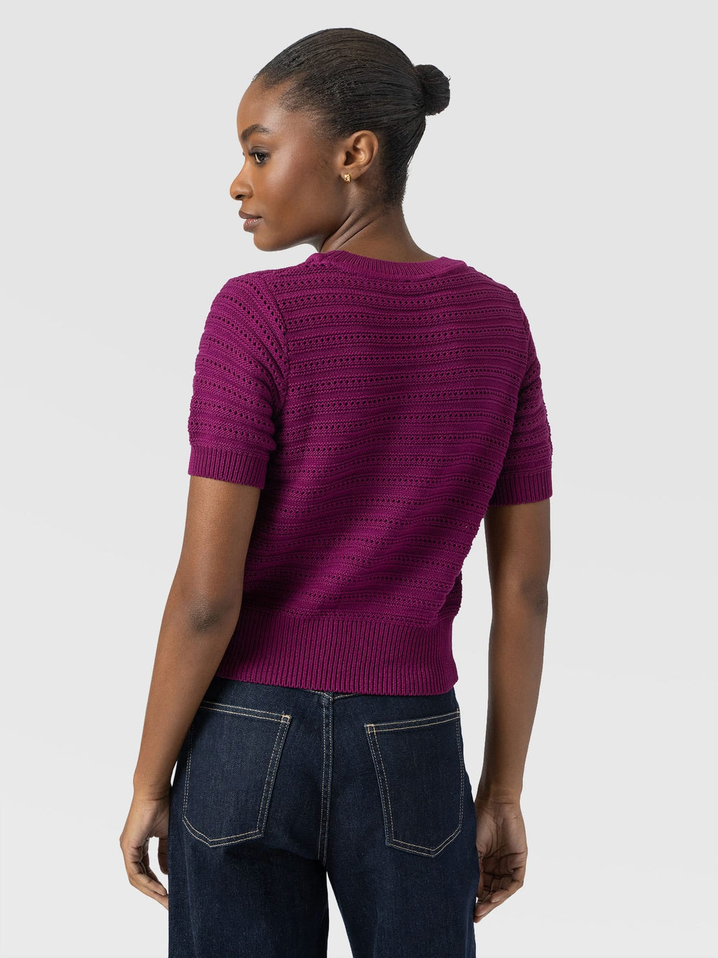 Ester Short Sleeve Knit - Dark Magenta