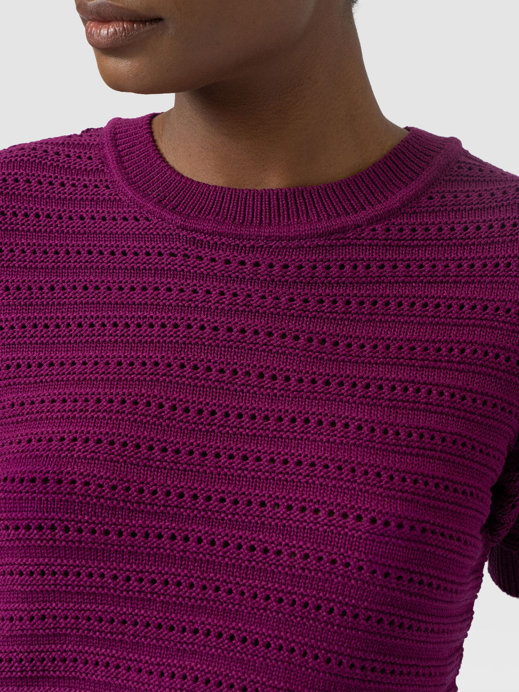 Ester Short Sleeve Knit - Dark Magenta