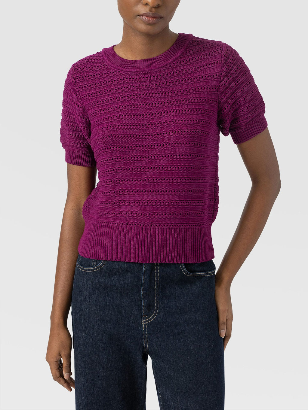 Ester Short Sleeve Knit - Dark Magenta