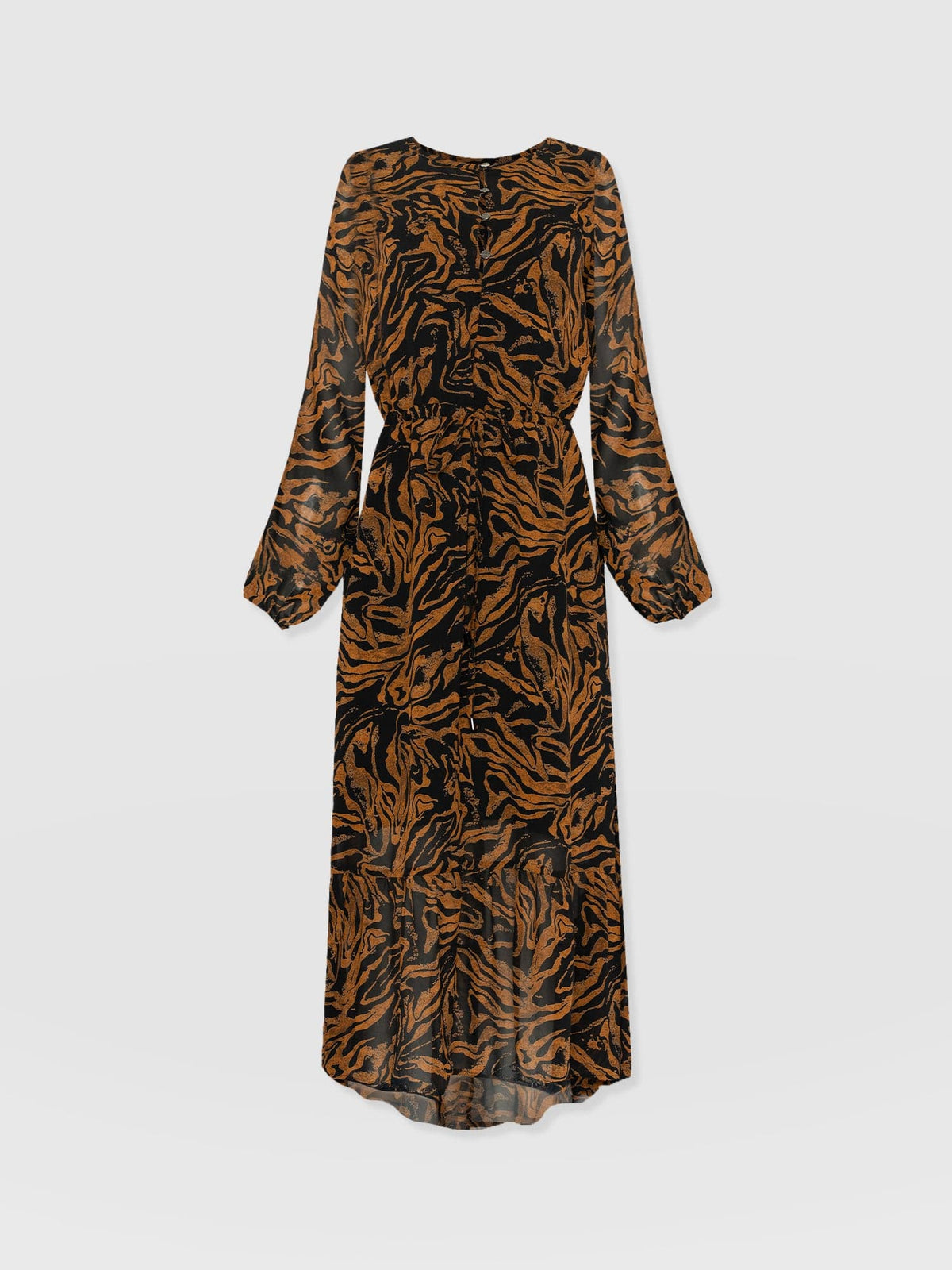 Evelyn High Low Dress - Brown Zebra
