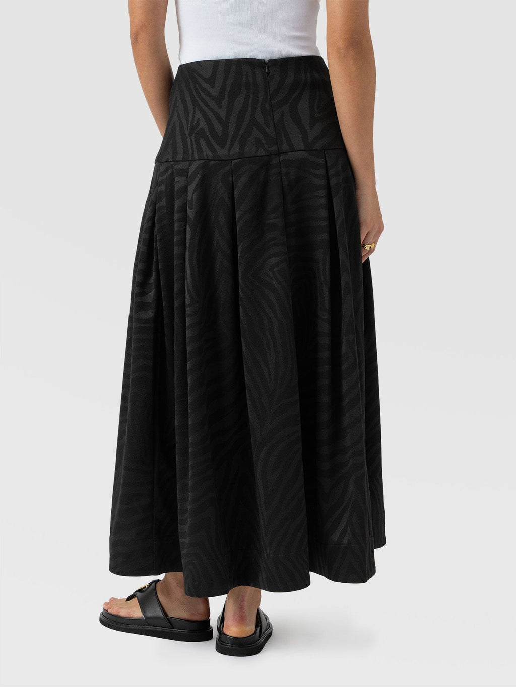 Everly Pleated Skirt - Black Zebra