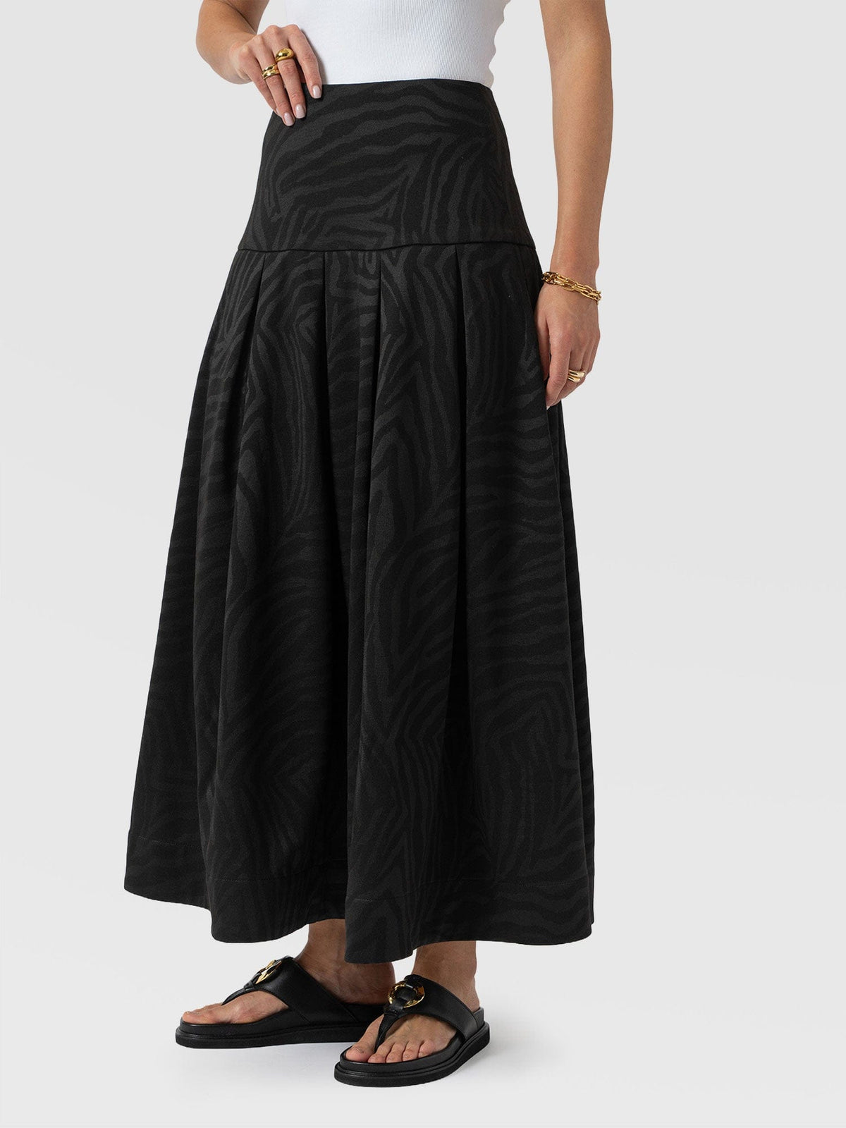 Everly Pleated Skirt - Black Zebra