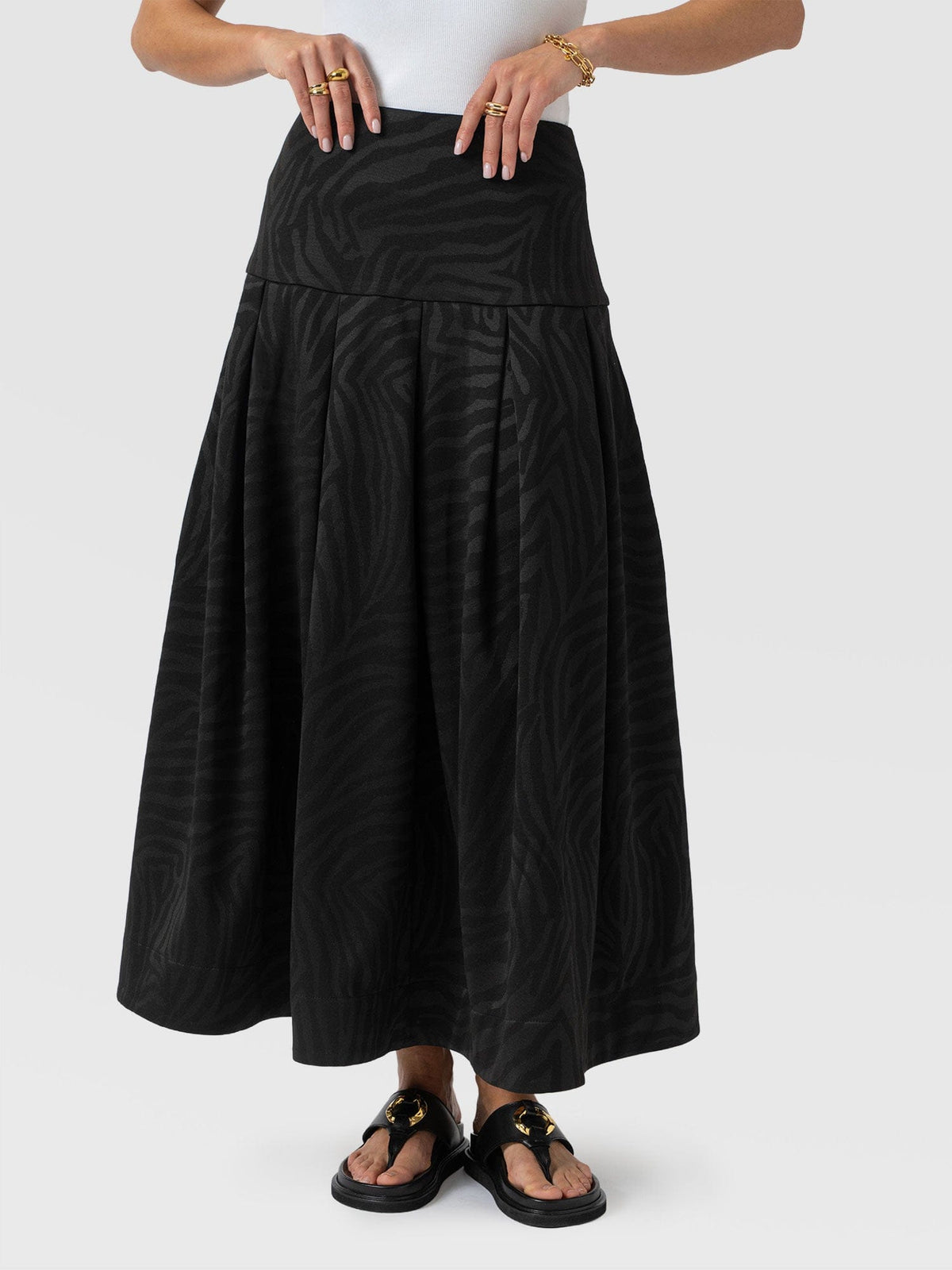 Everly Pleated Skirt - Black Zebra