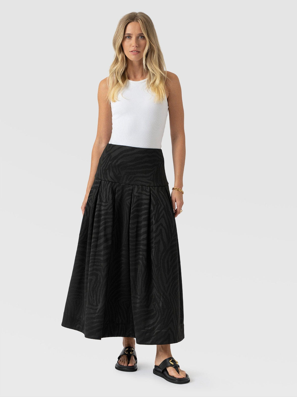 Everly Pleated Skirt - Black Zebra