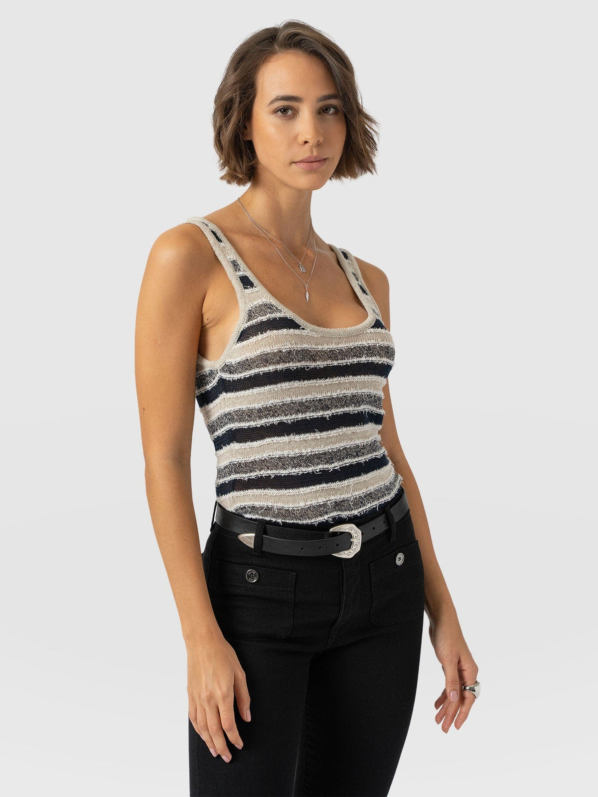 Fearne Knit Cami - Blue Stripe
