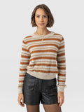 Fearne Knit Long Sleeve Tee - Rust Stripe