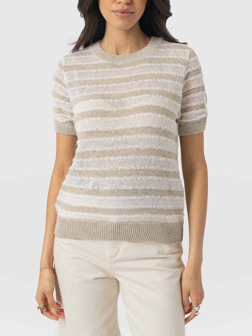 Fearne Knit Tee - Cream Stripe
