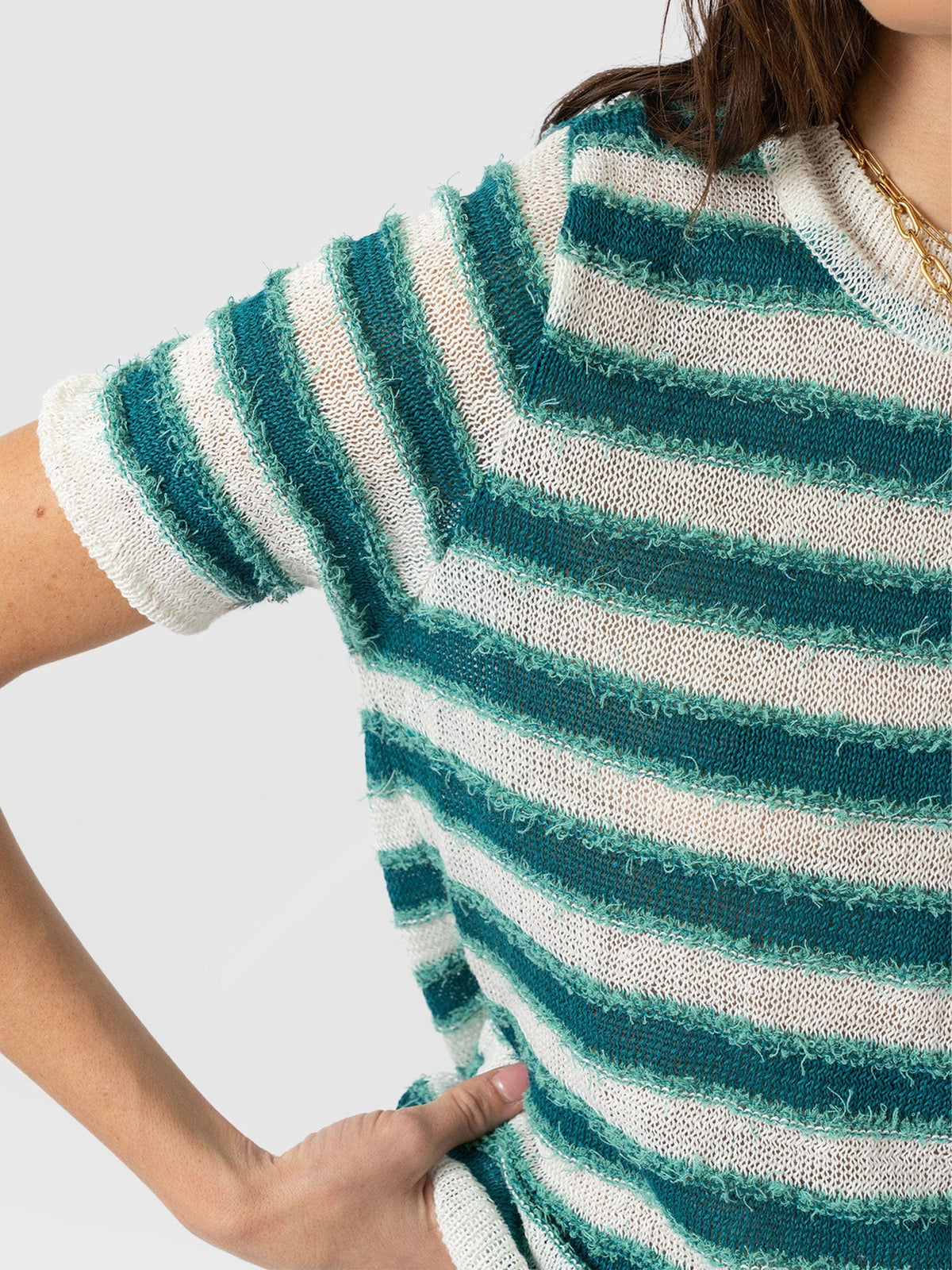 Fearne Knit Tee - Mint Stripe