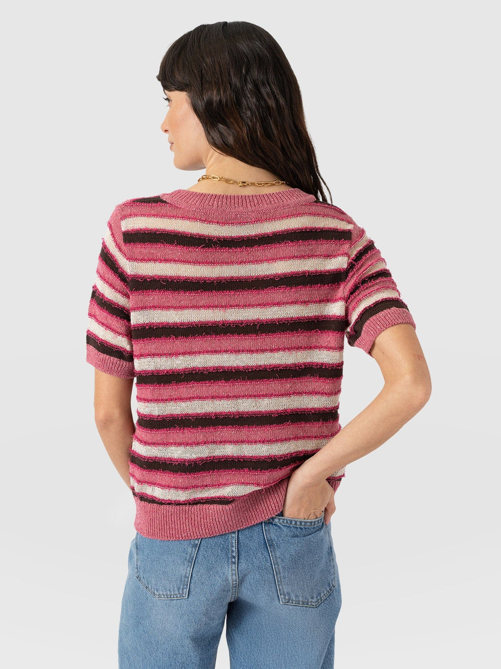 Fearne Knit Tee - Pink Stripe