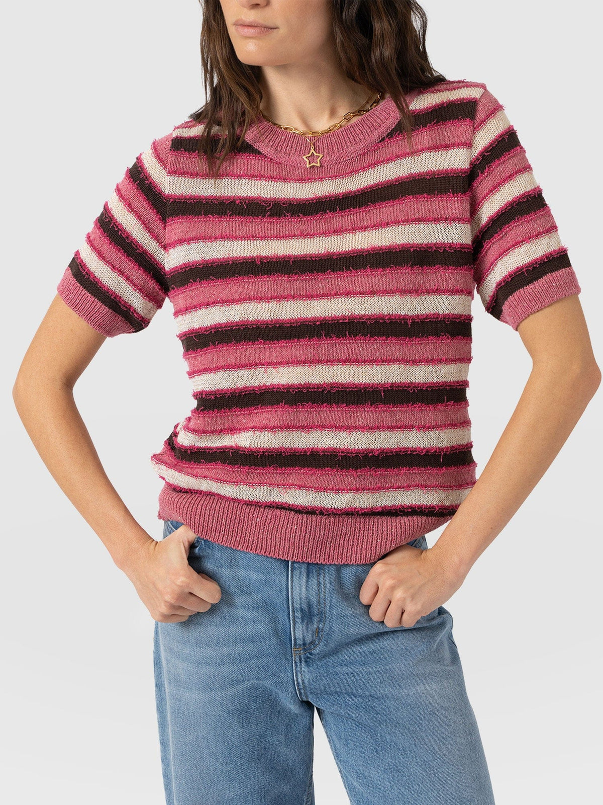 Fearne Knit Tee - Pink Stripe