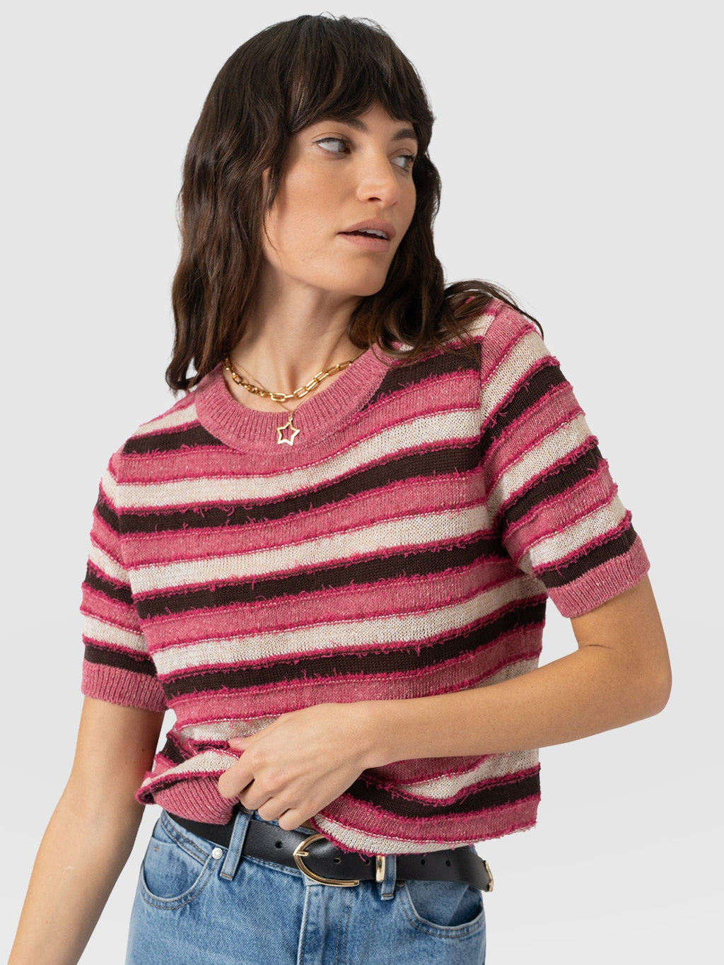 Fearne Knit Tee - Pink Stripe