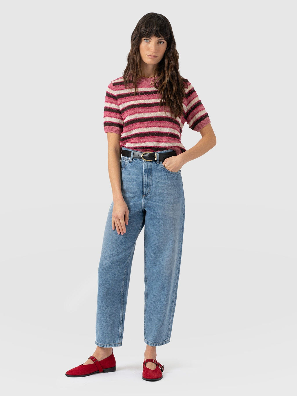 Fearne Knit Tee - Pink Stripe