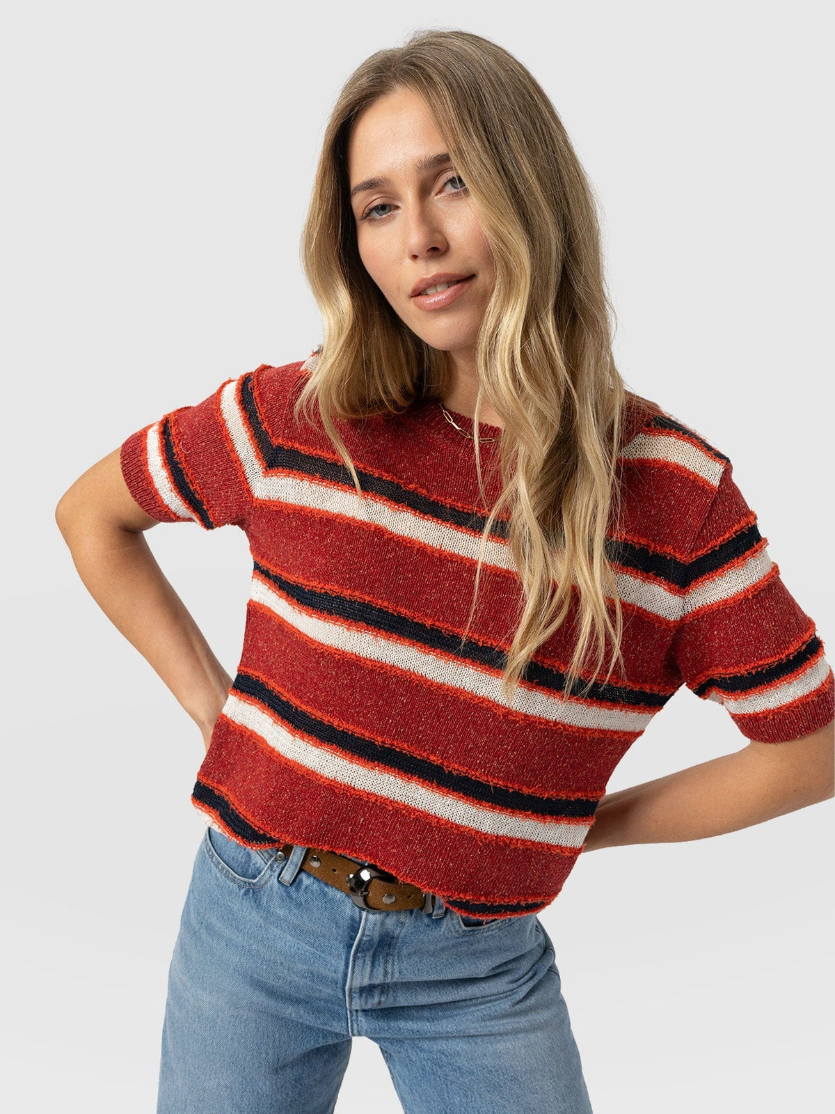Fearne Knit Tee - Red Stripe