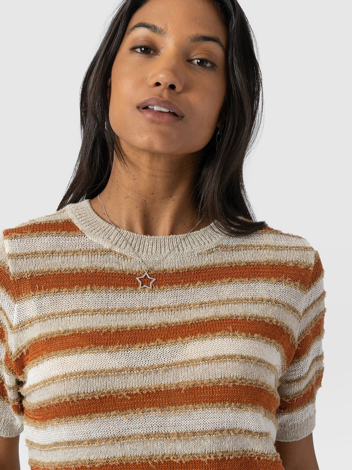 Fearne Knit Tee - Rust Stripe