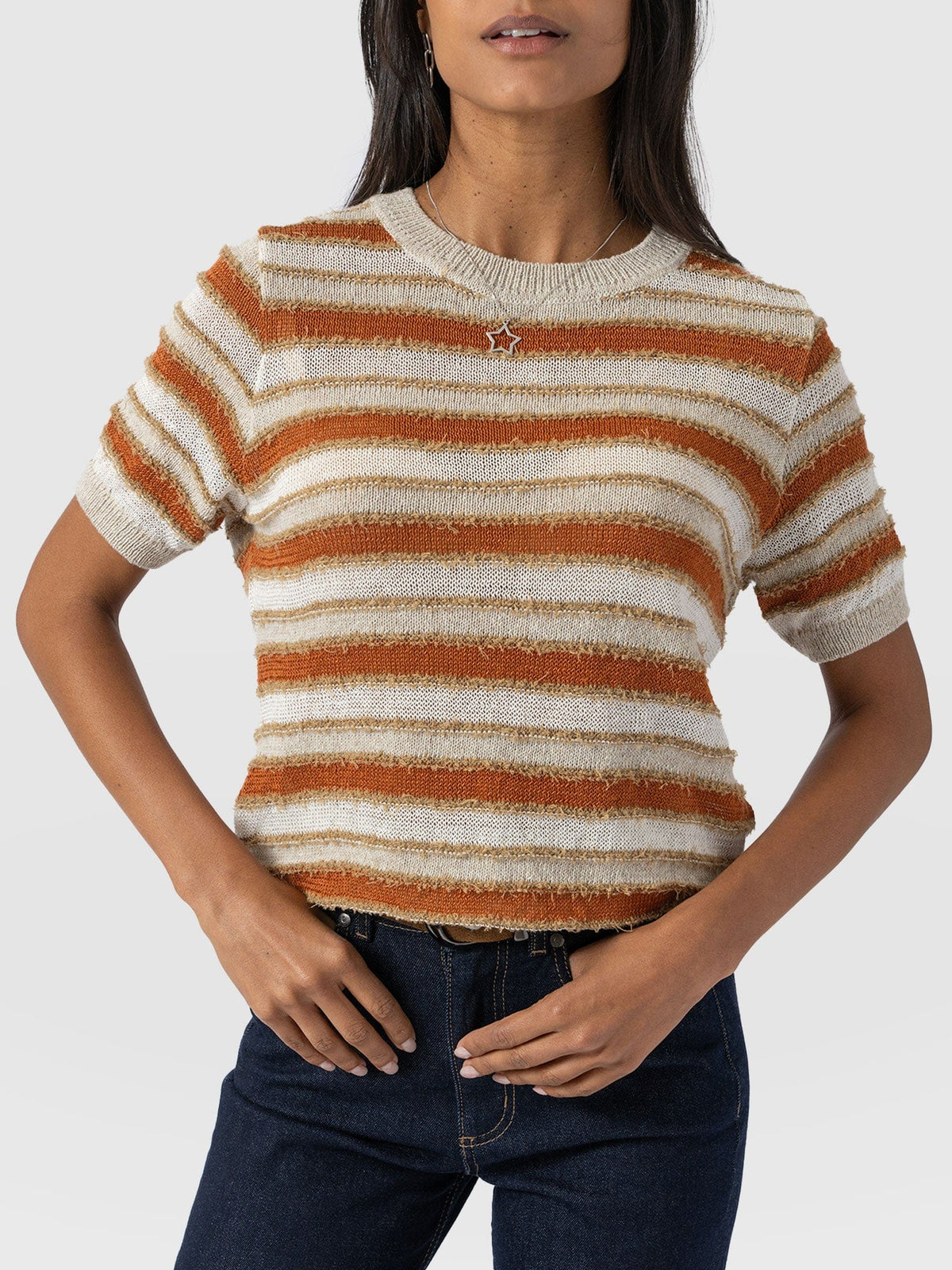Fearne Knit Tee - Rust Stripe