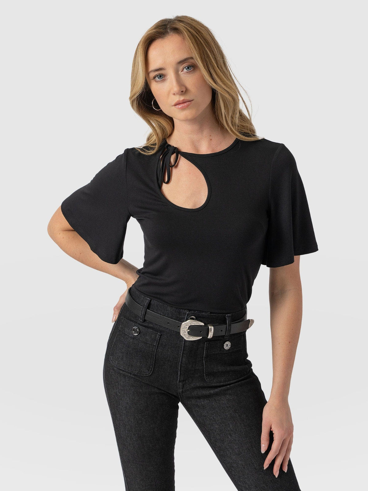 Freya Tie Tee - Black