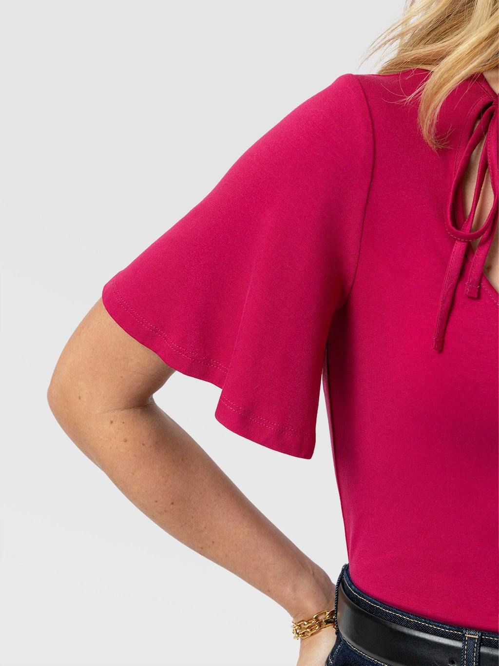 Freya Tie Tee - Fuchsia Pink