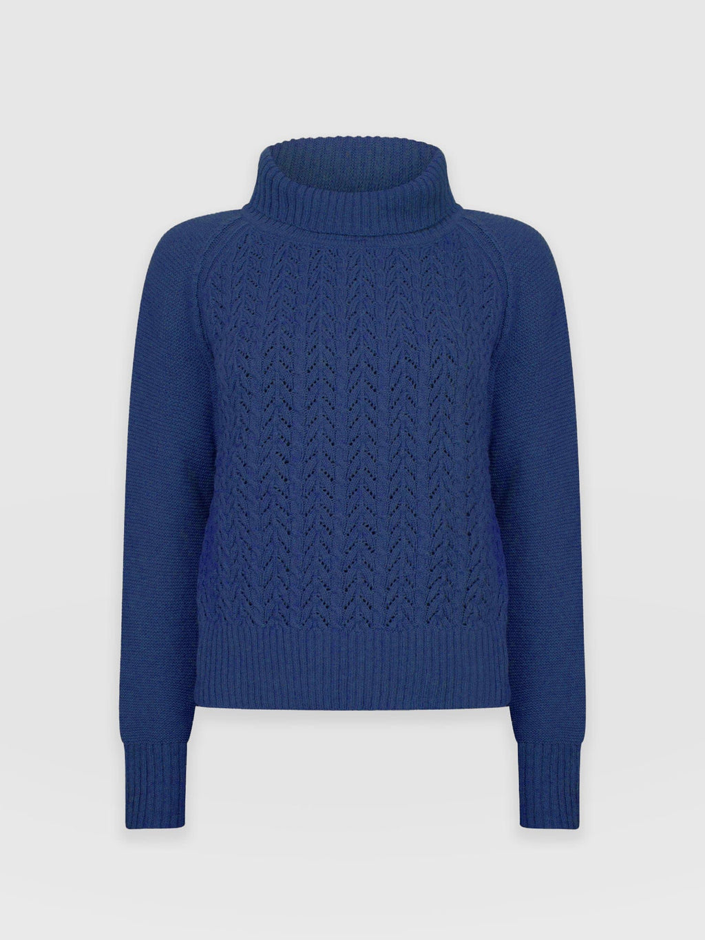 Glen Cable Knit Sweater - Blue