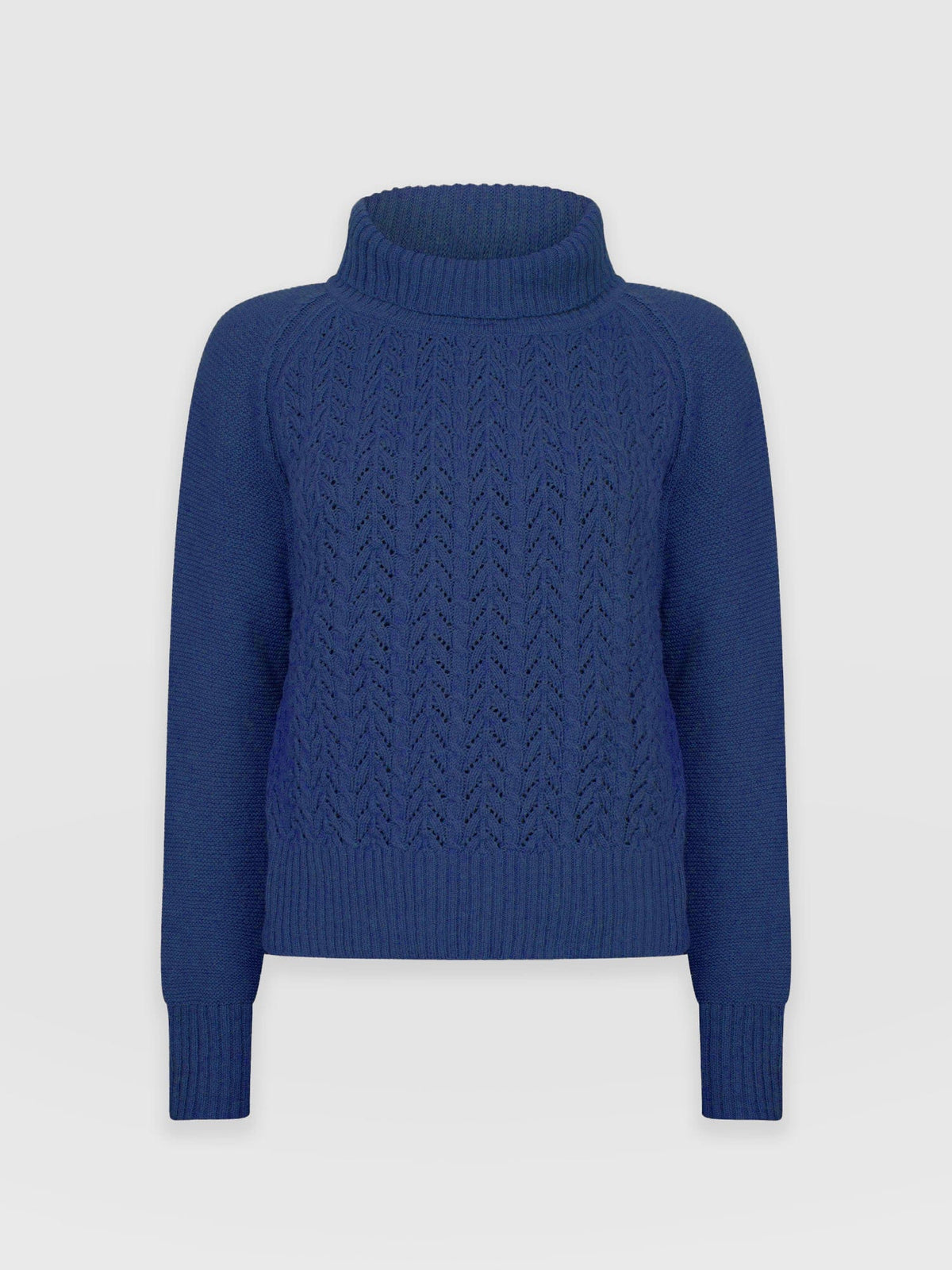 Glen Cable Knit Sweater - Blue