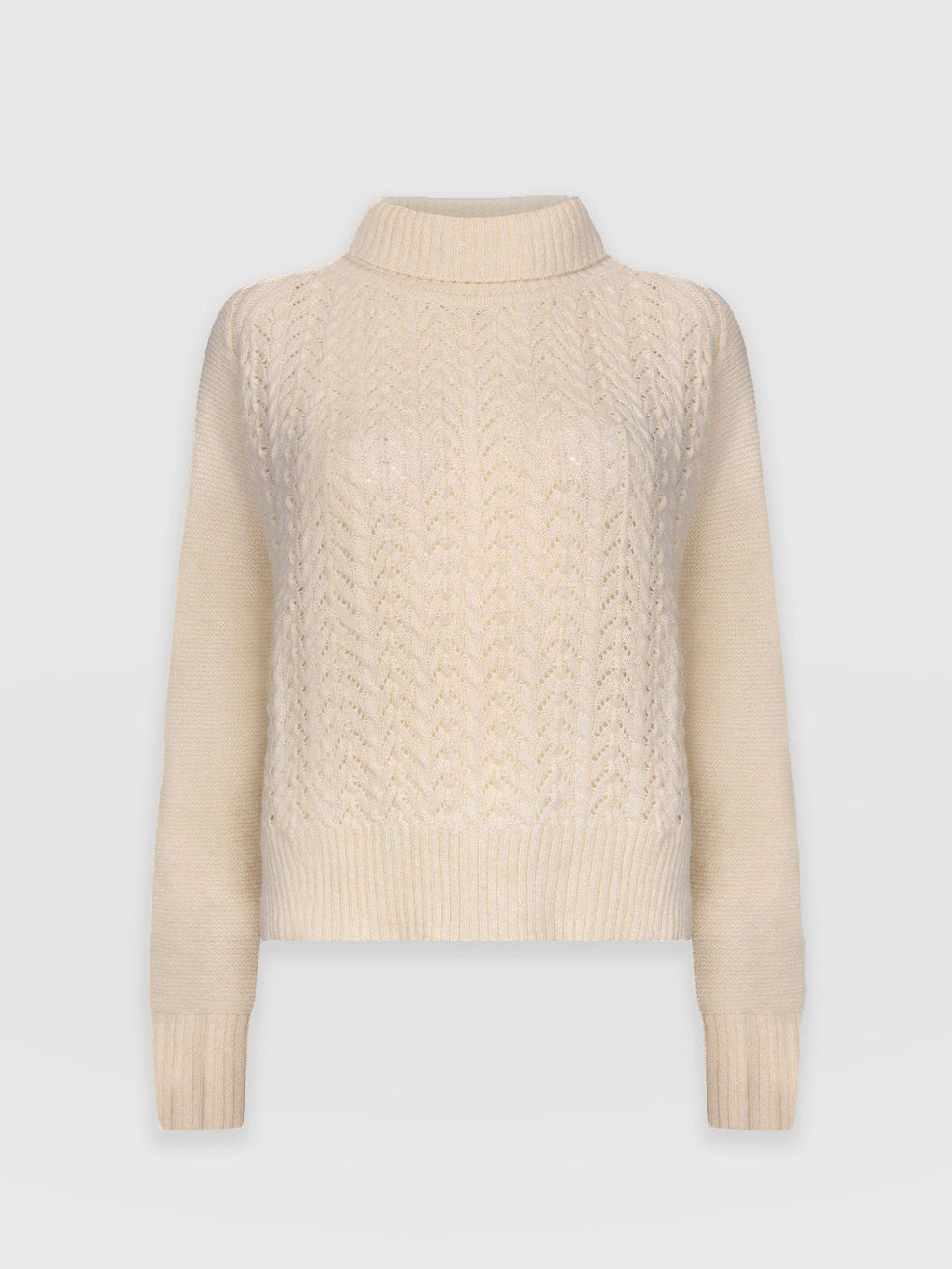 Glen Cable Knit Sweater - Cream