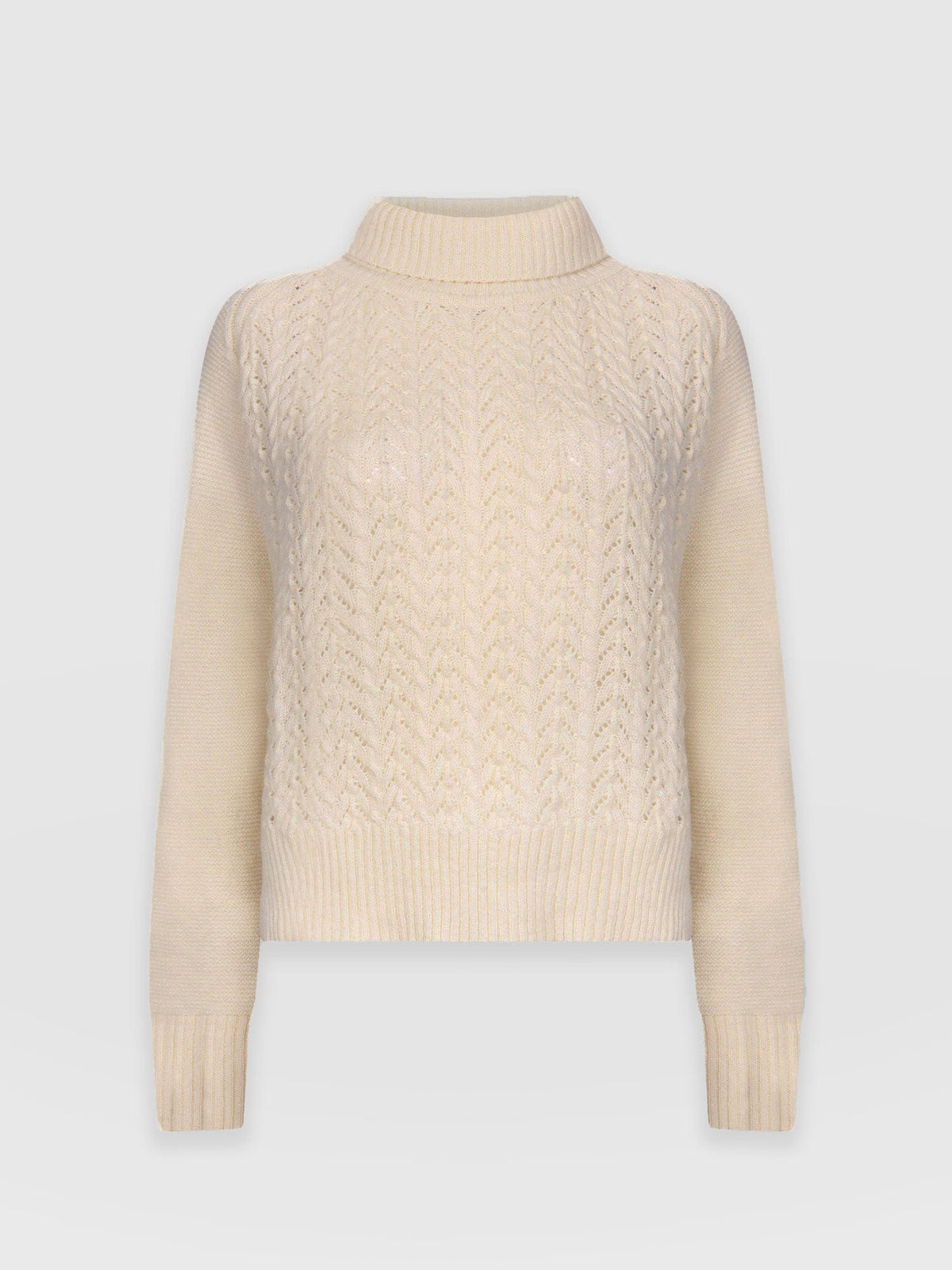 Glen Cable Knit Sweater - Cream