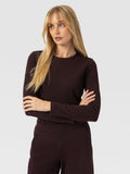 Keller Crew Neck Tee Long Sleeve - Burgundy Mini Houndstooth
