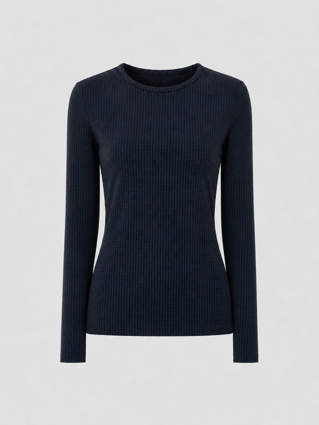 Keller Crew Neck Tee Long Sleeve - Navy Mini Houndstooth