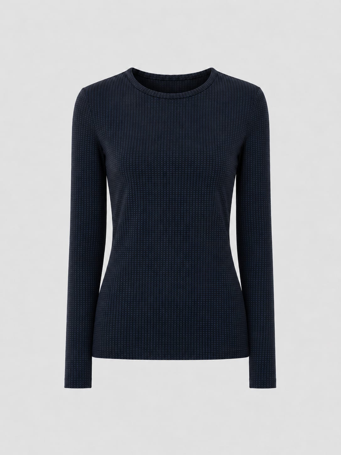 Keller Crew Neck Tee Long Sleeve - Navy Mini Houndstooth