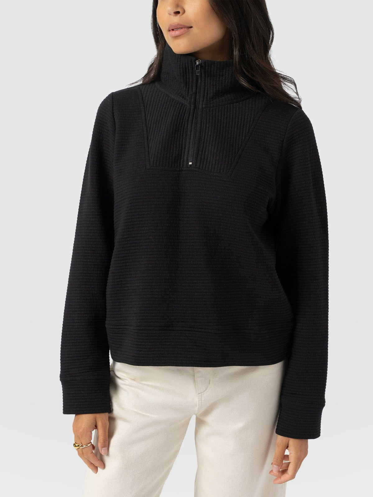Halsey Quarter Zip - Black Ottoman