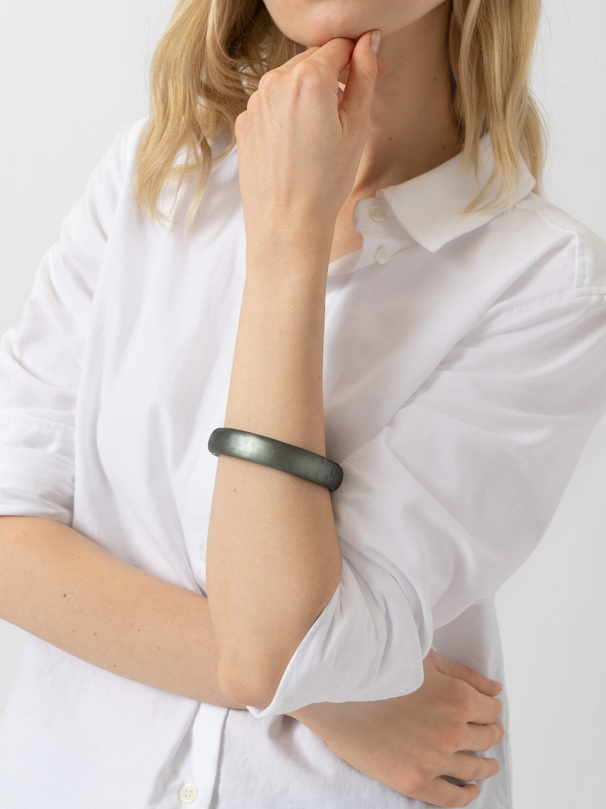 Hammered Bangle - Green