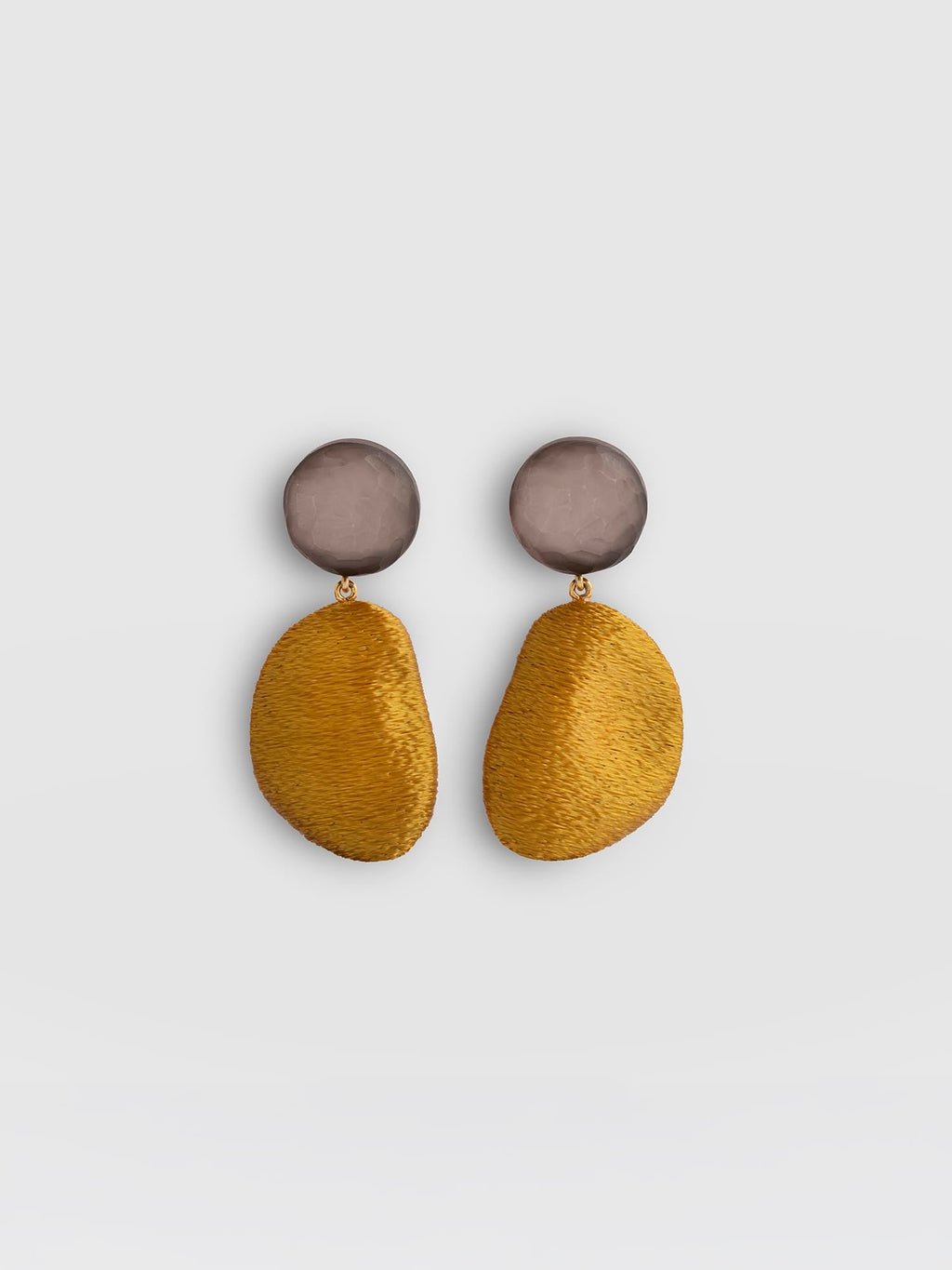 Hammered Drop Earrings - Mustard