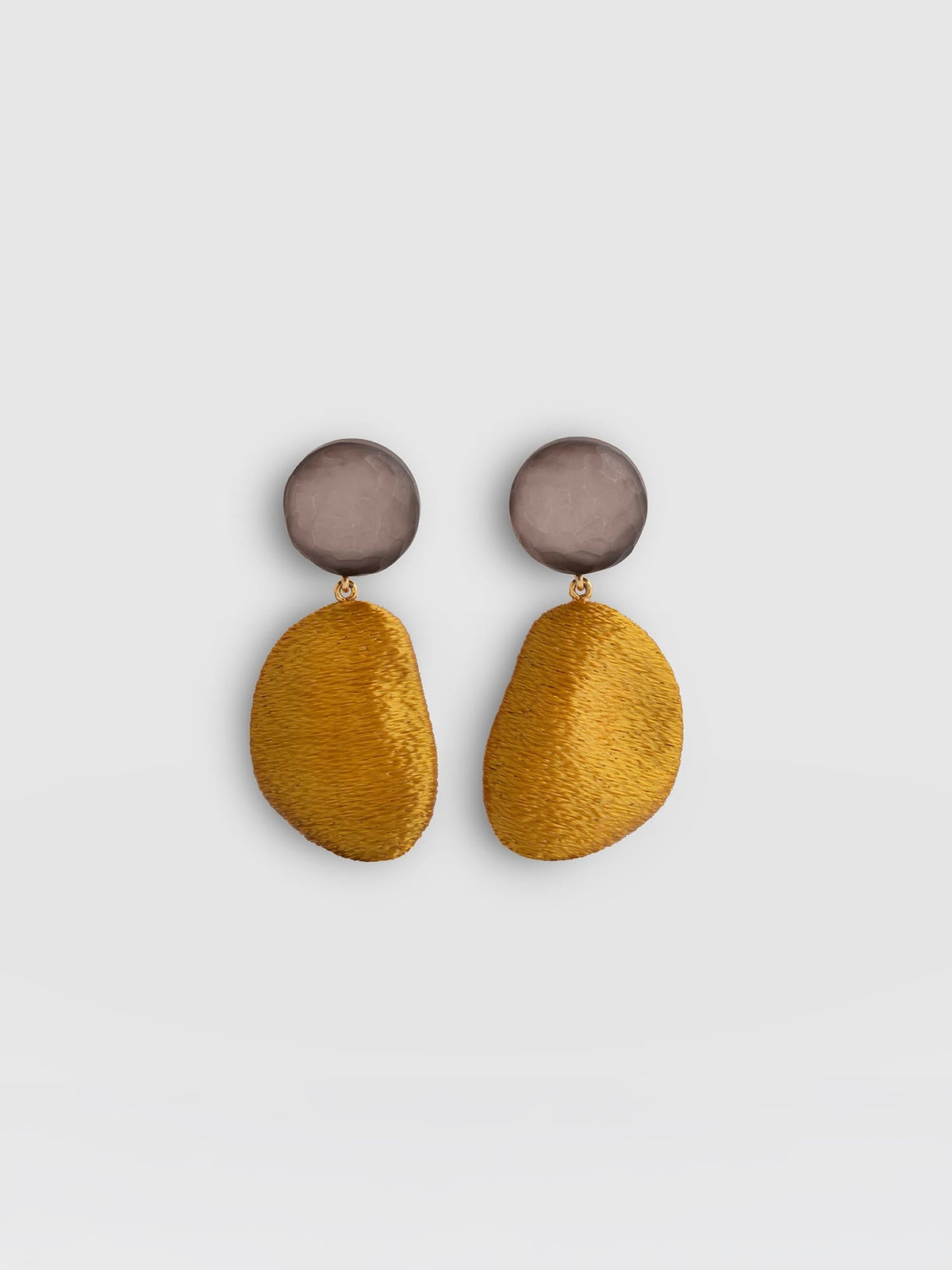 Hammered Drop Earrings - Mustard