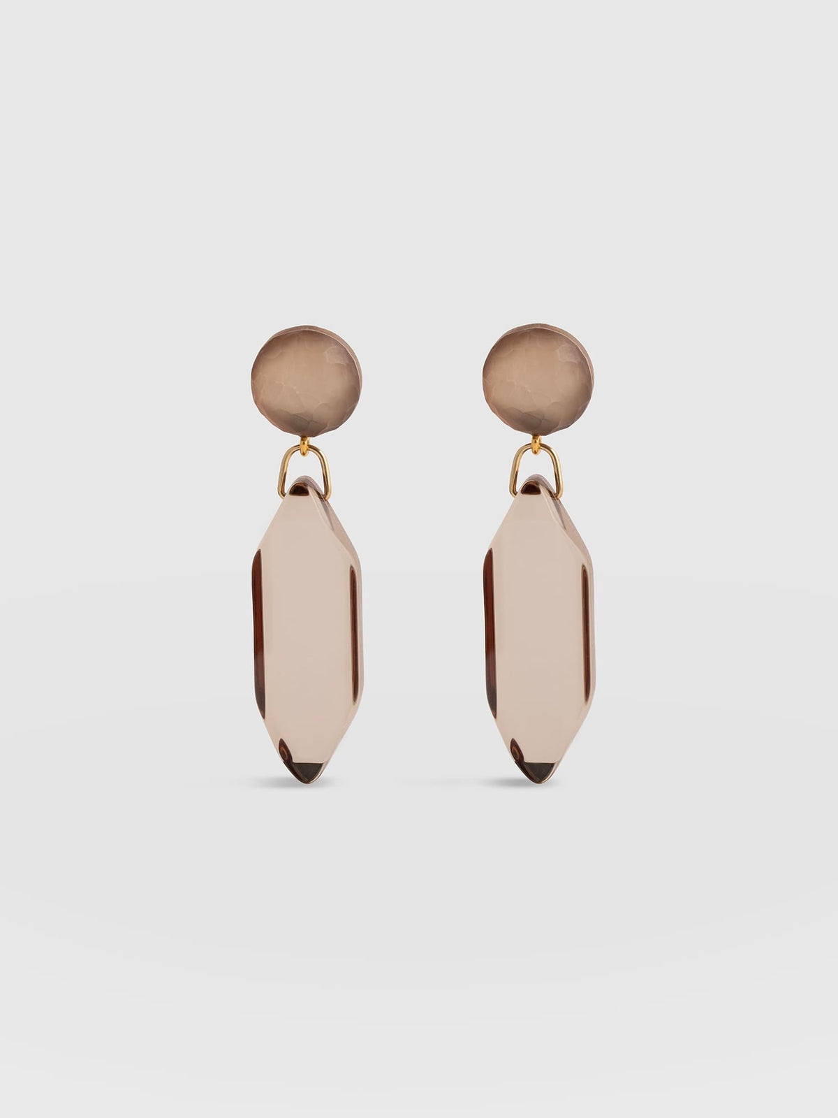 Hammered Mirror Drop Earrings - Champagne