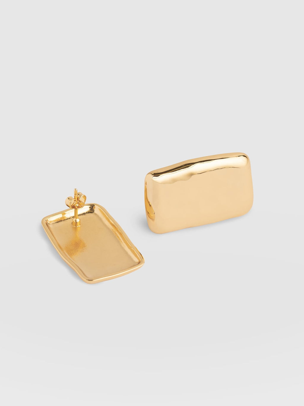 Hammered Rectangle Earrings - Gold