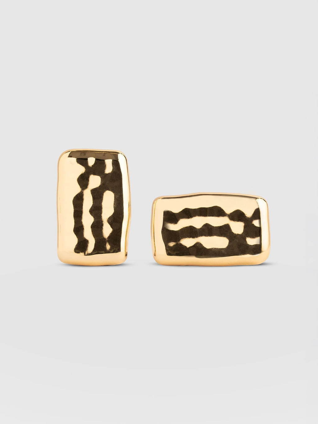 Hammered Rectangle Earrings - Gold