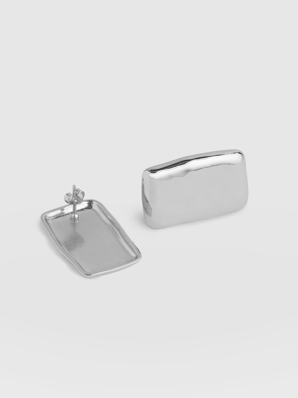Hammered Rectangle Earrings - Silver