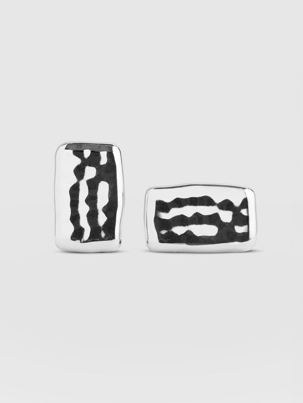 Hammered Rectangle Earrings - Silver