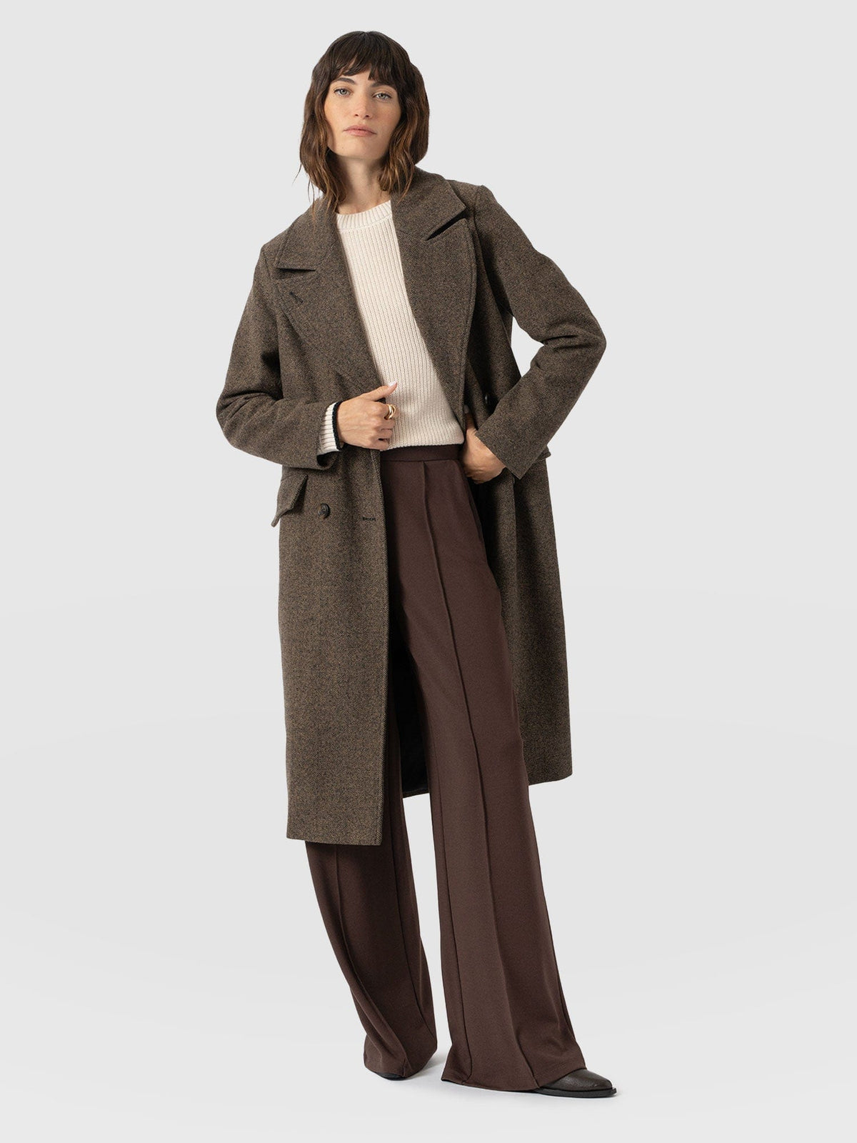 Hampton Coat - Brown Chevron
