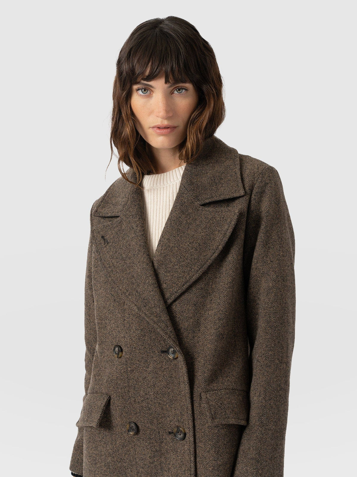 Hampton Coat - Brown Chevron