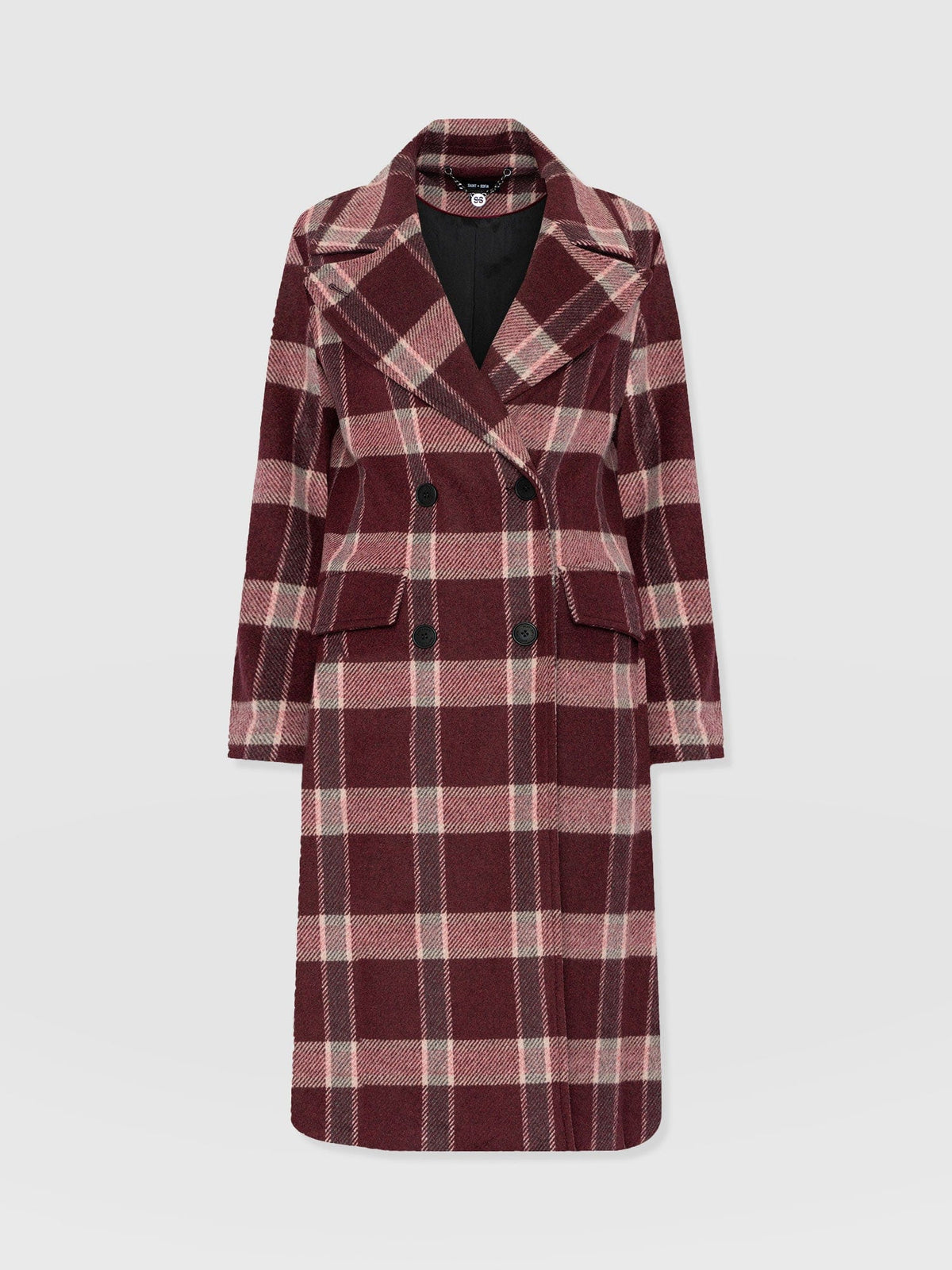 Hampton Coat - Burgundy/Pink Check